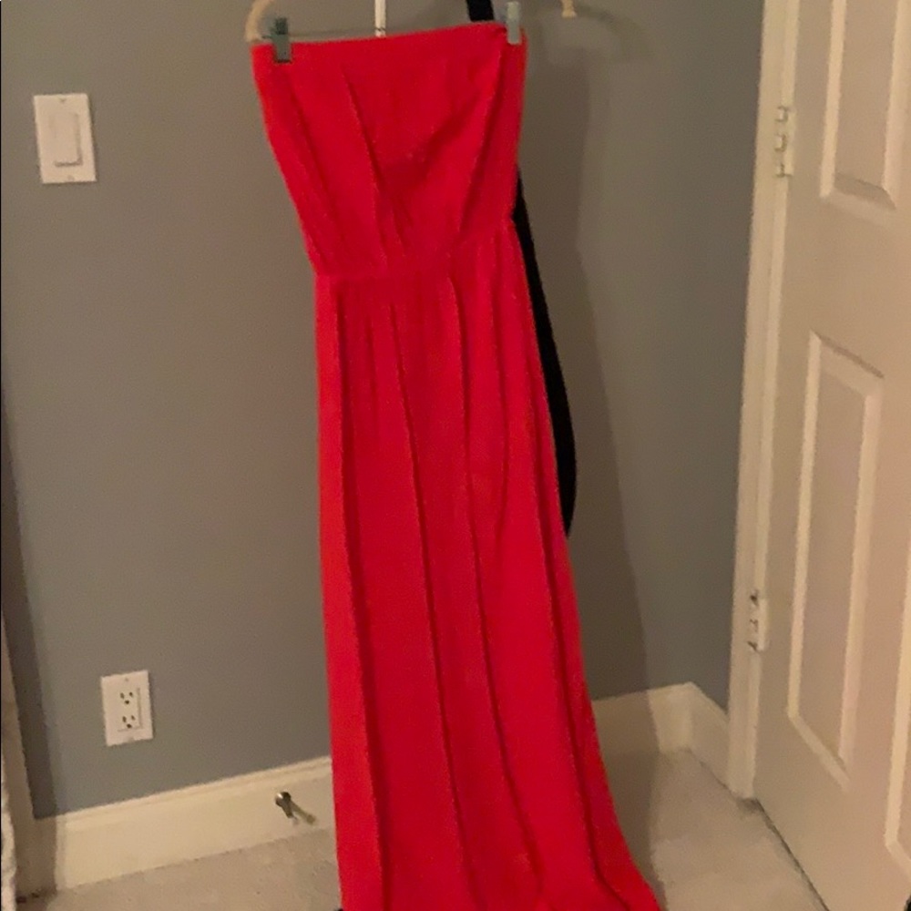 Strapless red dress